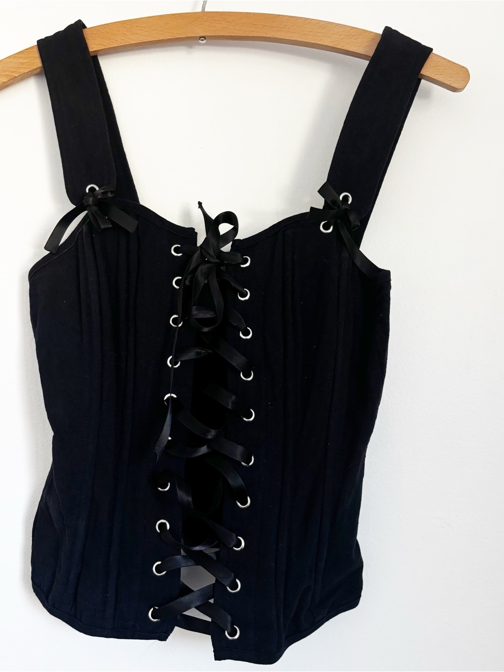 Pretty little thing black lace up corset top